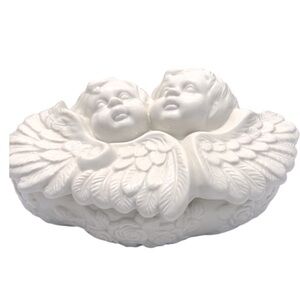 White Angelic Cherubs Bowl Display Table Disk  9 inch Width